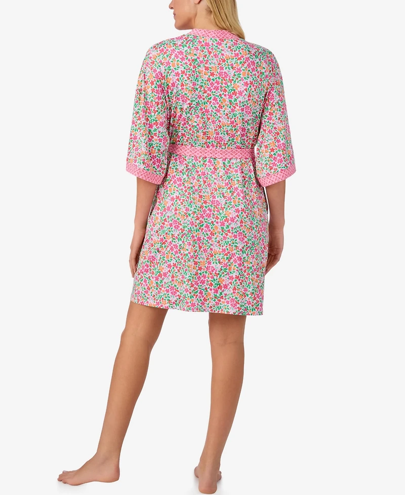 Ellen Tracy Women's Printed Wicking Jersey Short Robe