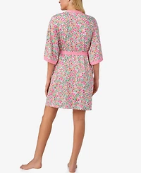 Ellen Tracy Women's Printed Wicking Jersey Short Robe