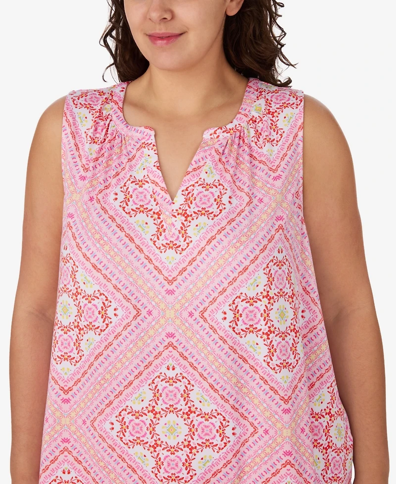 Ellen Tracy Plus Sleeveless Top & Cropped Pajama Pants, 2-Piece Set