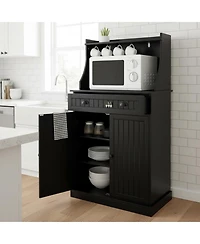 Yigii Kitchen Microwave Cabinet Stand Storage Drawers Adjustable Shelves Pantry Hutch