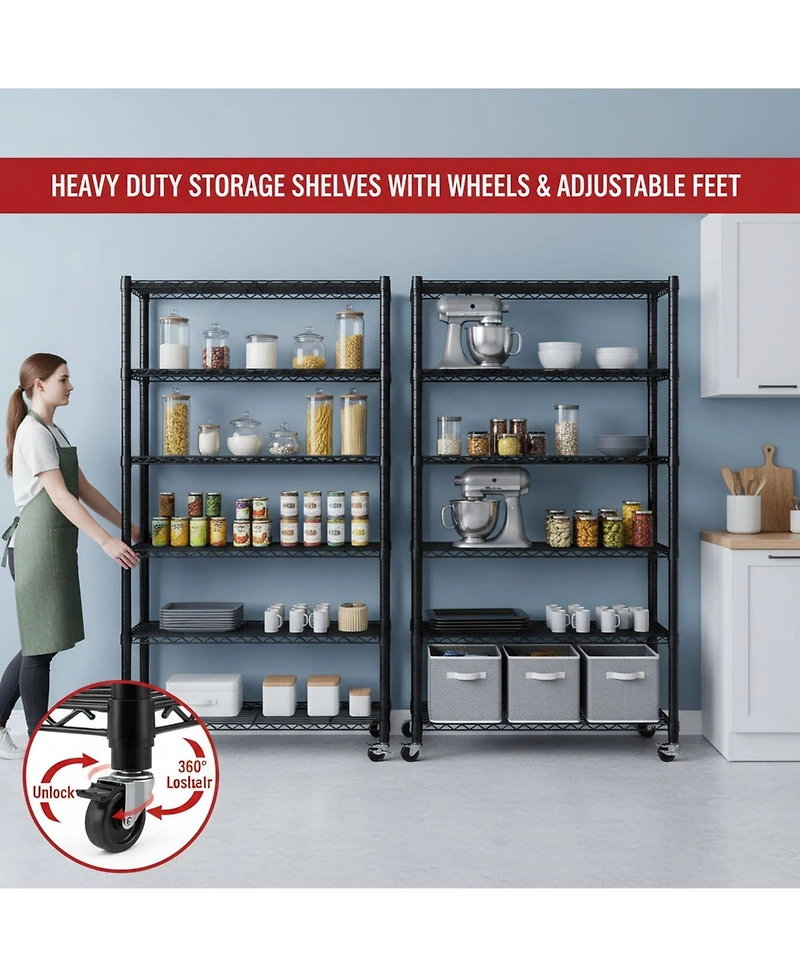 Yigii 1200LBS Heavy Duty 5 Tier Metal Shelving Adjustable Garage Storage Shelves Chrome