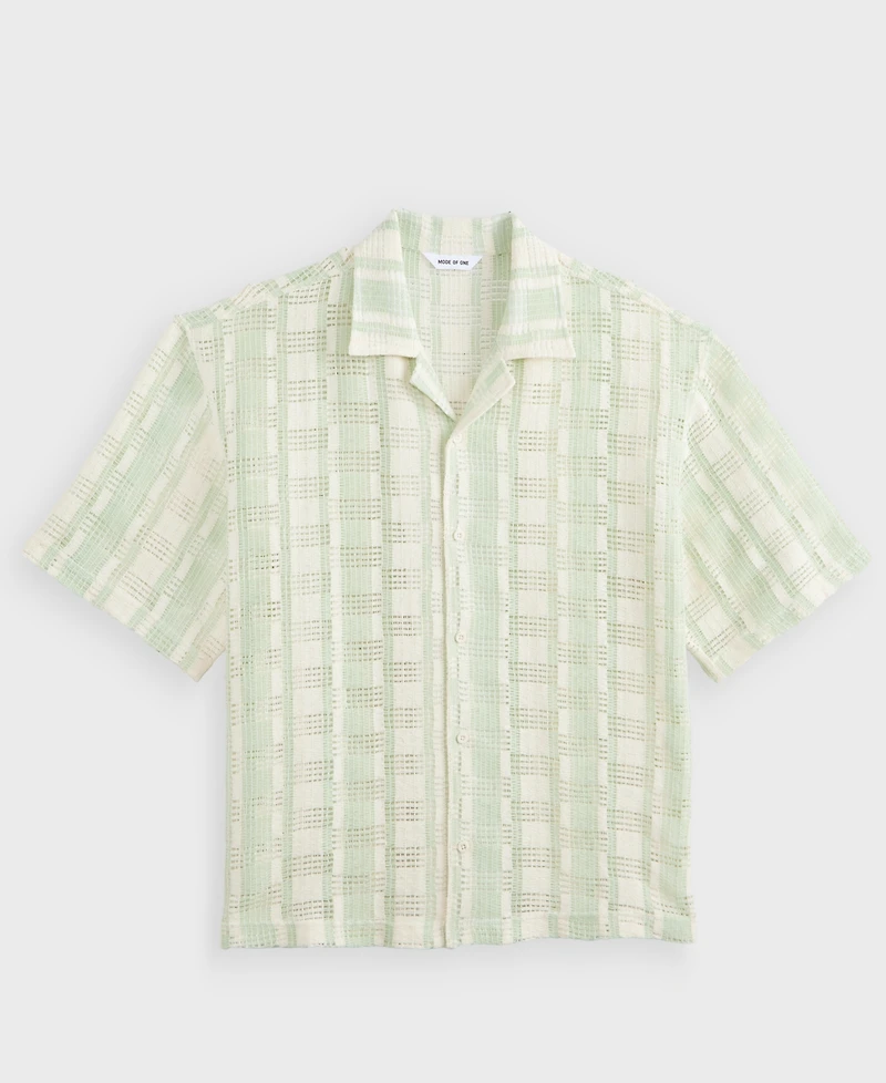 Mode of One Men's Two-Tone Textured Camp Shirt, Macy's Exclusive