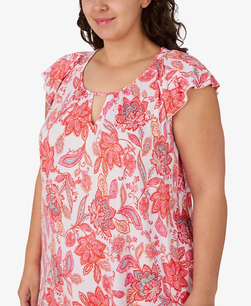 Ellen Tracy Plus Scoop Neck Top and Cropped Pajama Pants, 2-Piece Set