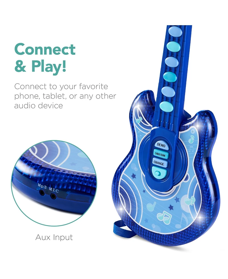 Best Choice Products 19in Kids Flash Guitar, Pretend Play Musical Instrument Toy for Toddlers w/ Mic