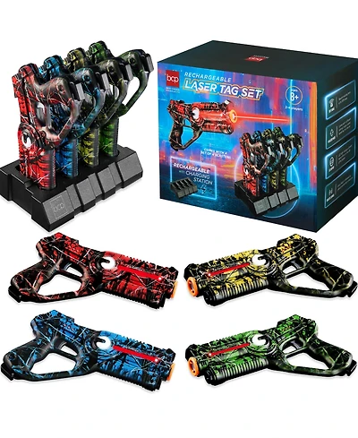 Best Choice Products Set of 4 Rechargeable Laser Tag Blasters, No Vests Needed w/ Docking Station, Settings