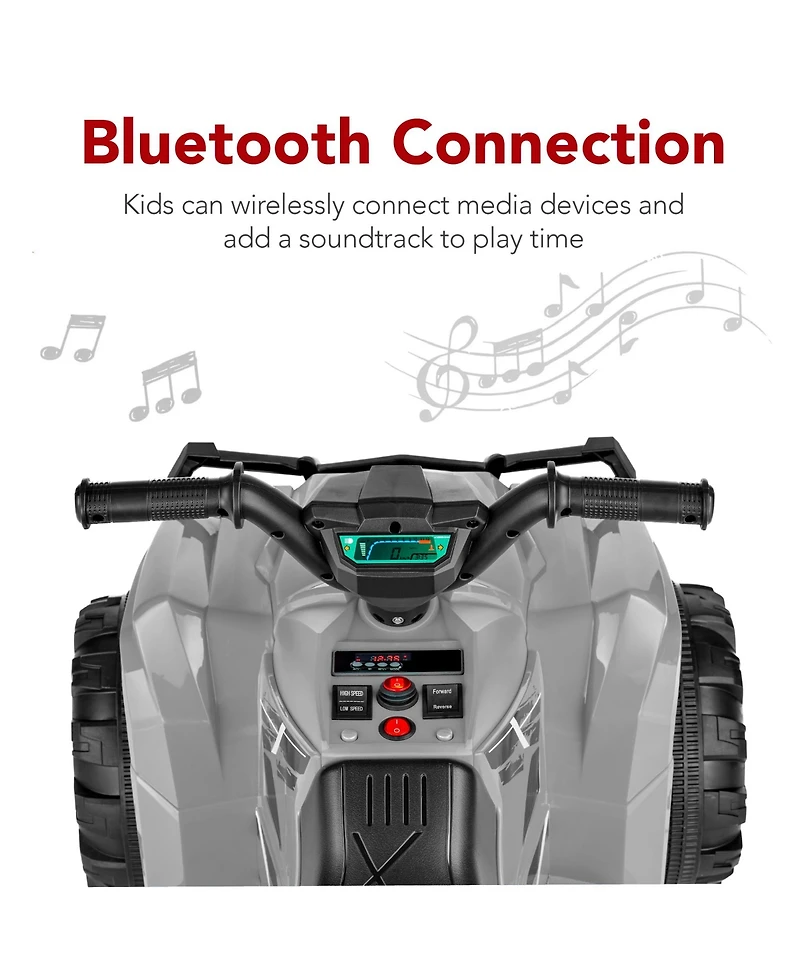 Best Choice Products 12V Kids Ride-On Atv Quad w/ Bluetooth, 2.4mph Max, Treaded Tires, Led Lights, Radio