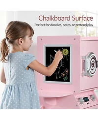 Best Choice Products Pretend Play Kids Wooden Stacked Washer and Dryer Set w/ Toy Laundry Storage Accessories