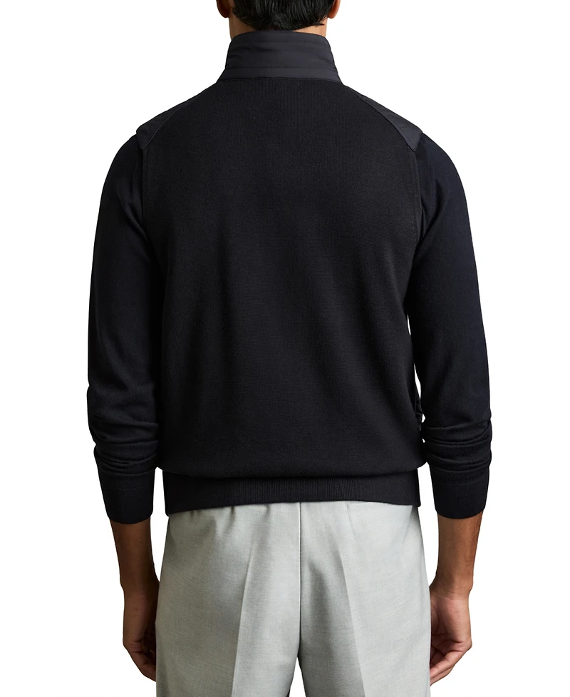 Reiss Men's Hybrid Quilt and Knit Zip-Through Gilet