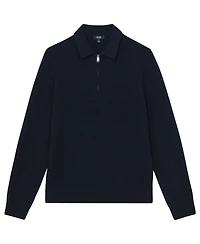 Reiss Men's Wool Waffle-Knit Half-Zip Polo Shirt