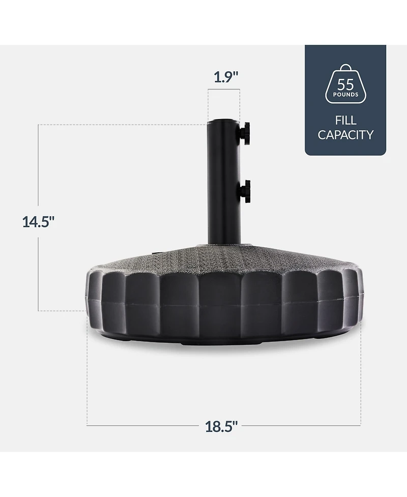 Best Choice Products Fillable Plastic Patio Umbrella Base Stand, Pole Holder w/ Adjustment Knob, Fluted Style - Black