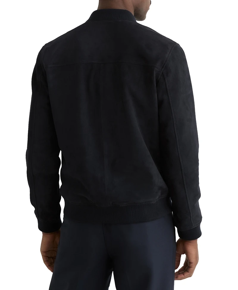 Reiss Men's Suede Zip-Through Bomber Jacket