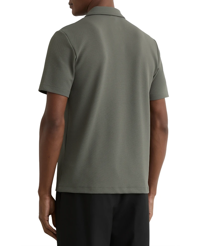 Reiss Men's Half-Zip Textured Polo Shirt