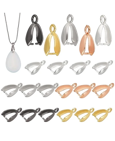 Gnuadz 100 Pieces Brass Pinch Clip Bail Clasp Pendant Connector Jewelry Findings 5 Colors