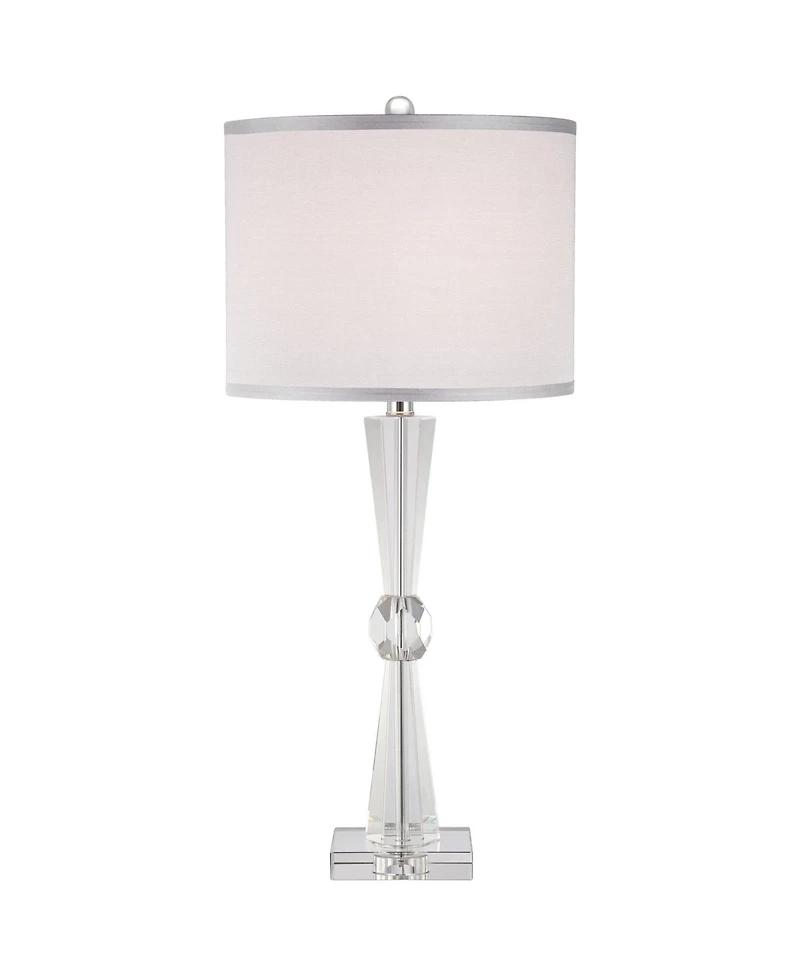 Vienna Full Spectrum Linley Modern Table Lamp Art Deco 29" Tall Faceted Crystal Column Drum Shade for Bedroom Living Room Bedside Nightstand Kids