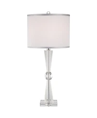 Vienna Full Spectrum Linley Modern Table Lamp Art Deco 29" Tall Faceted Crystal Column Drum Shade for Bedroom Living Room Bedside Nightstand Kids