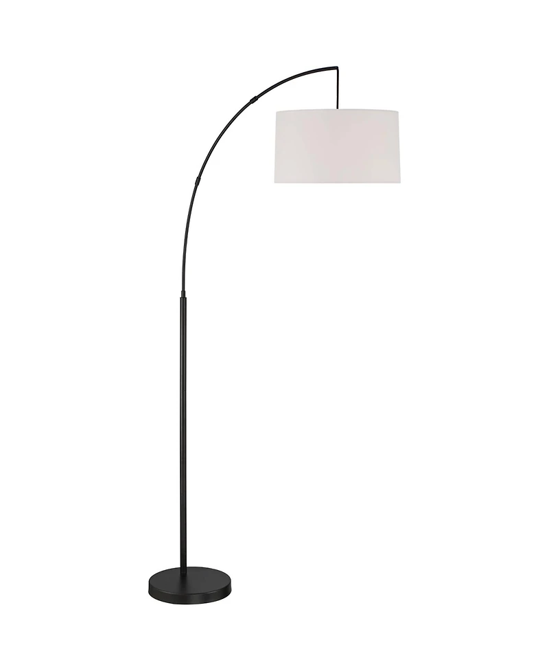 360 Lighting Cora Modern Arc Floor Lamp with Riser 76 1/2" Tall Metal Linen Drum Shade for Living Room Reading Bedroom Office House Home