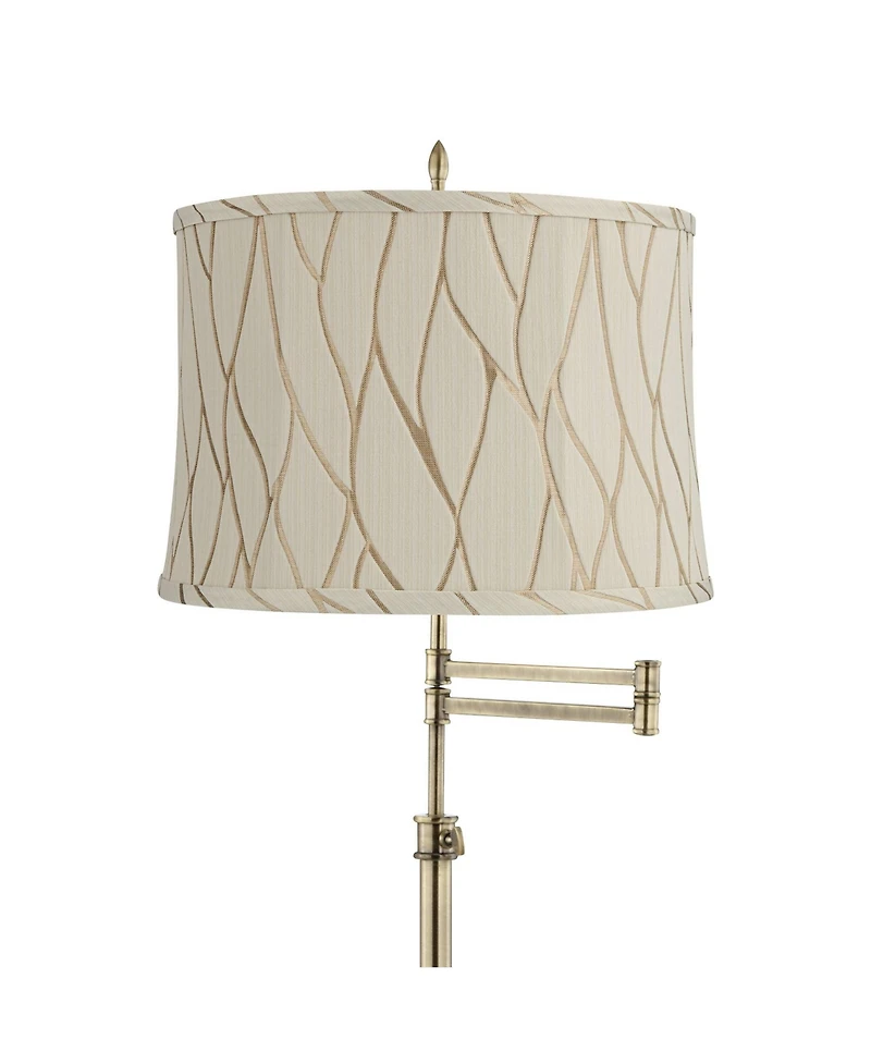 360 Lighting Westbury Traditional 70" Tall Standing Floor Lamp Skinny Adjustable Swing Arm Antique Brass Finish Drum Kinmen