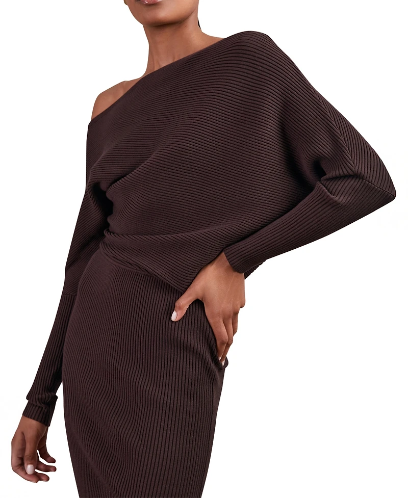 Reiss Women's Off-The-Shoulder Ribbed Midi Dress