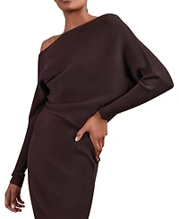 Reiss Women's Off-The-Shoulder Ribbed Midi Dress