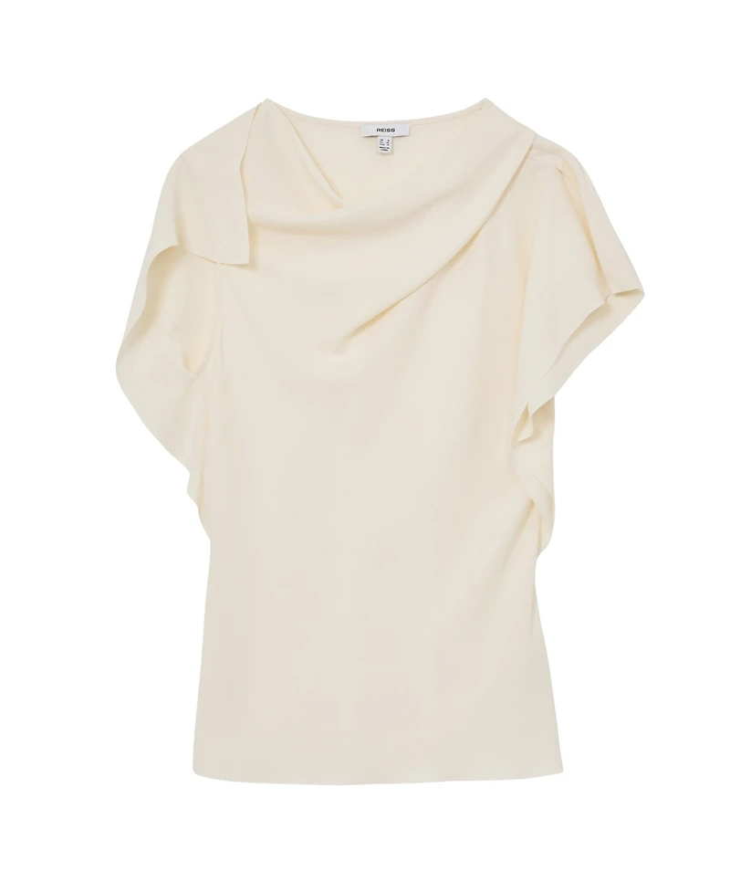 Reiss Women's Natalie Asymmetric Drape-Neck Top