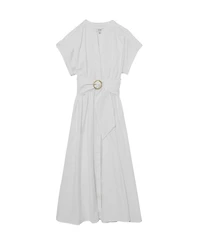 Reiss Women's Sally Cotton Short-Sleeve Belted Midi Dress with Stretch