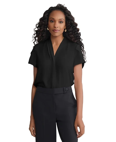 Jones New York Petite Petal-Sleeve Blouse