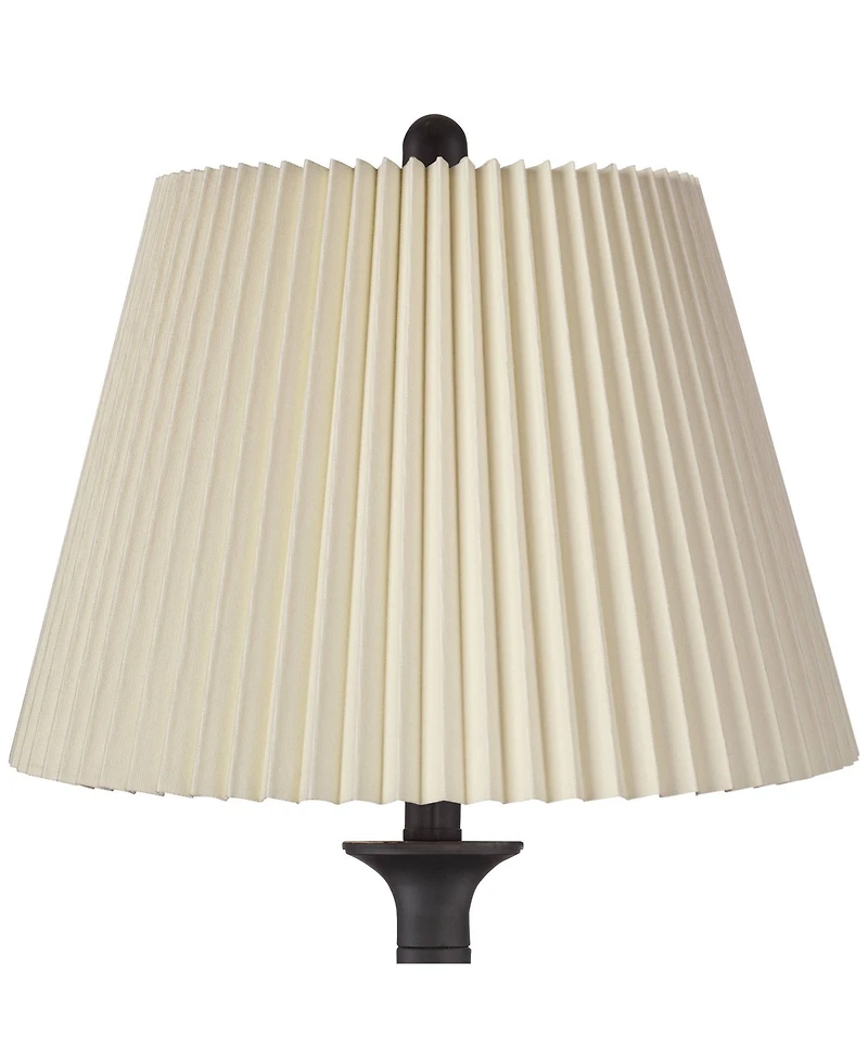 Regency Hill Ben Rustic Farmhouse Table Lamps 25" High Set of 2 Dark Bronze Metal Linen Pleated Shade for Bedroom Living Room Bedside Office