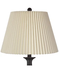 Regency Hill Ben Rustic Farmhouse Table Lamps 25" High Set of 2 Dark Bronze Metal Linen Pleated Shade for Bedroom Living Room Bedside Office