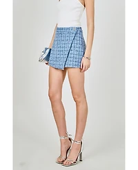 endless rose Women's Tweed Front Flap Wrap Skirt
