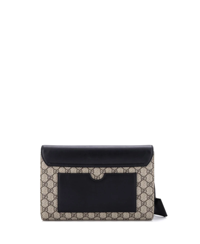 Pre-Owned Gucci Large Padlock Clutch Gg Canvas and Leather