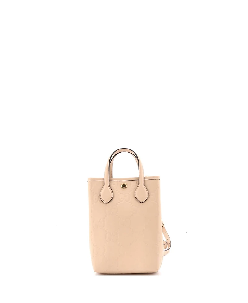 Pre-Owned Gucci Mini Vertical Tote Gg Embossed Leather