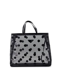 Pre-Owned Prada Large Logo Open Tote Polka Dot Sequined Mesh