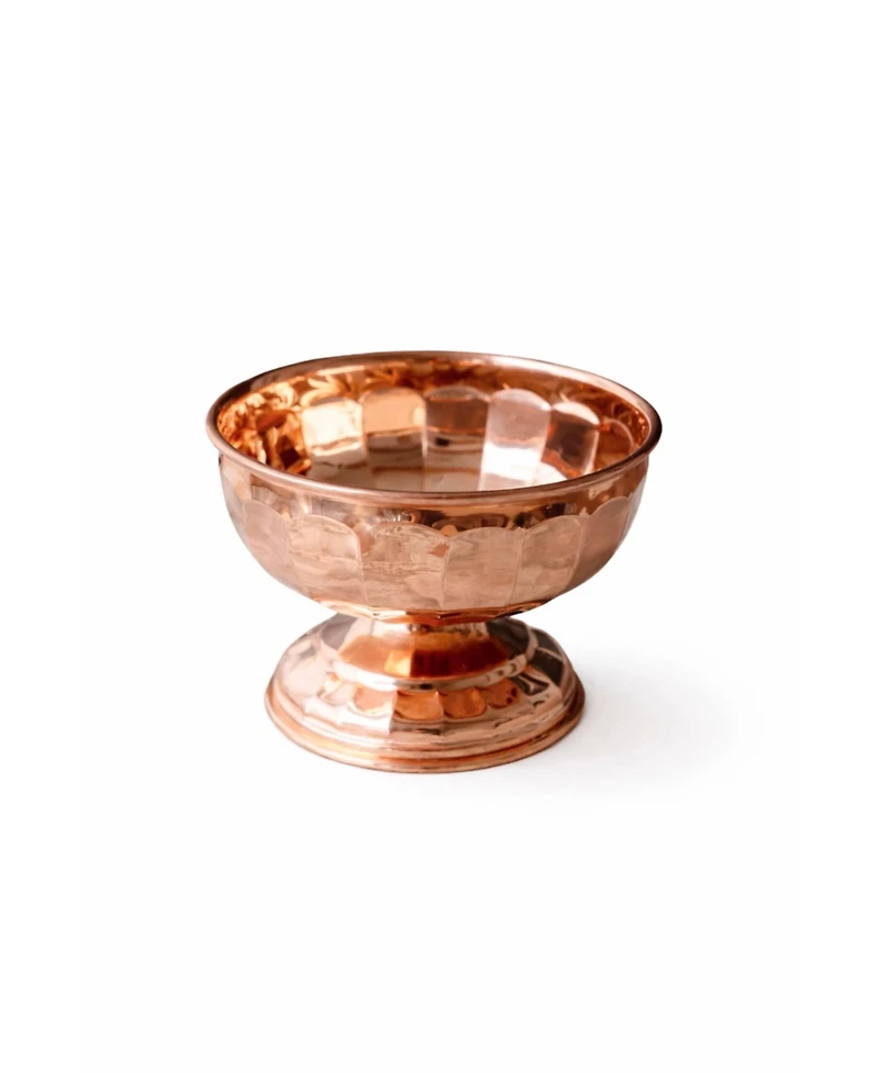 Coppermill Kitchen, Vintage Inspired Copper Pedestal Bowls with Scalloped Panel Design - Set of 2