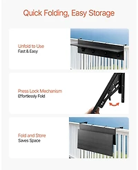 Gouun Folding Balcony Hanging Table for Railings Outdoor Patio Bar Table