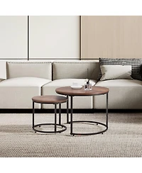 Gouun Round Nesting Coffee Table Set of 2 for Small Spaces