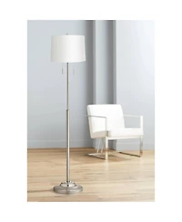 360 Lighting Abba Modern Floor Lamp Standing 66" Tall Brushed Nickel Metal Hardback Drum Shade for Living Room Bedroom Office House Home