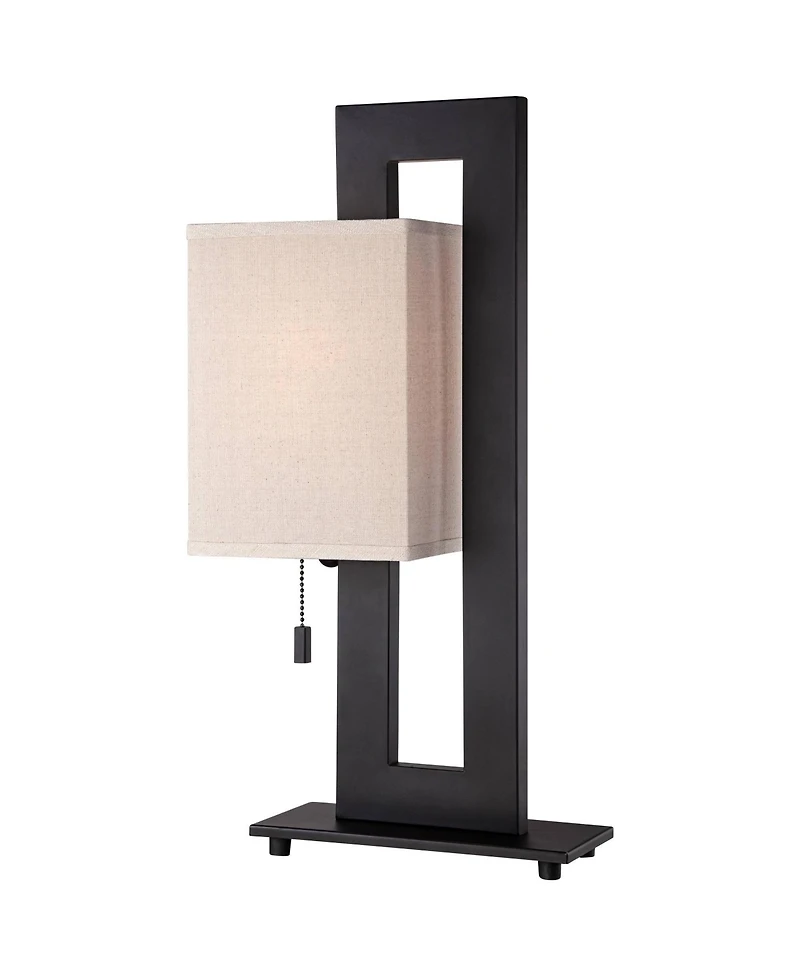 360 Lighting Modern Accent Table Lamps " High Set of 2 Bronze Metal Open Rectangular Oatmeal Box Shade for Living Room Family