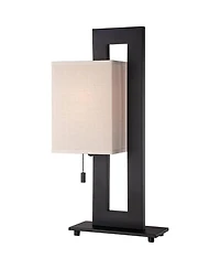 360 Lighting Modern Accent Table Lamps " High Set of 2 Bronze Metal Open Rectangular Oatmeal Box Shade for Living Room Family
