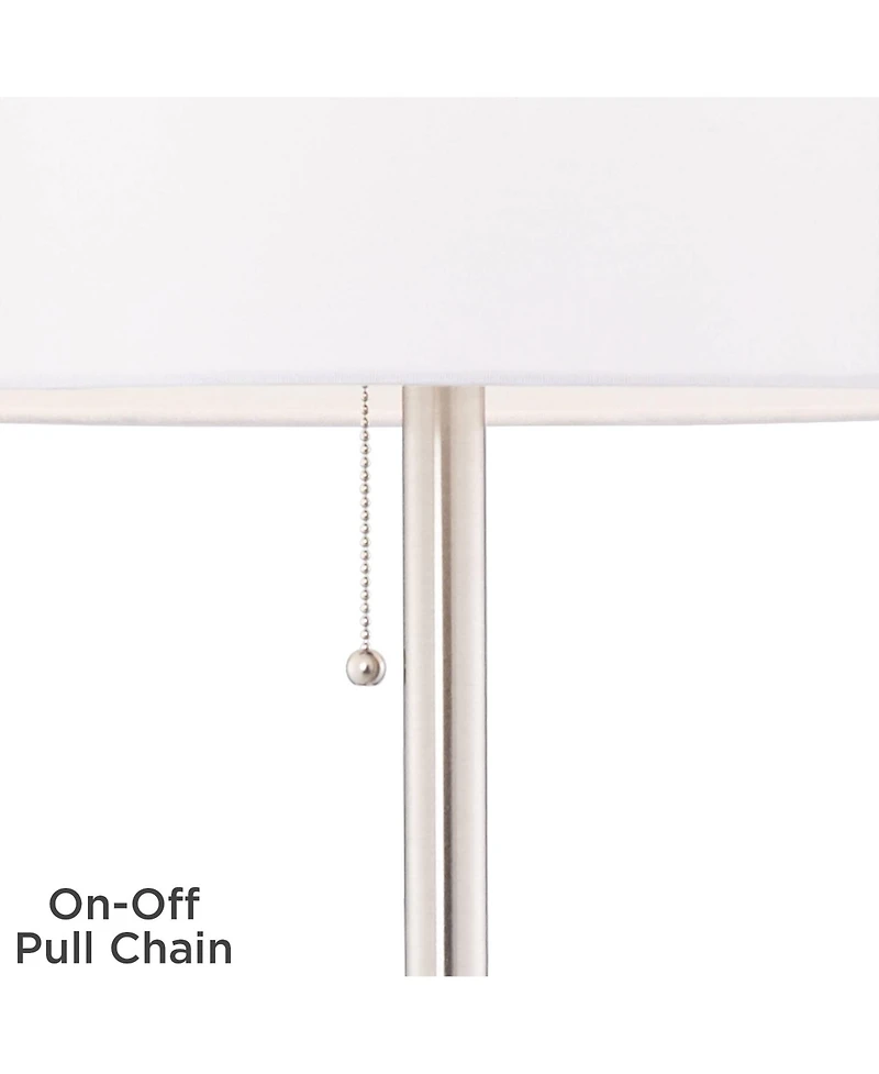 360 Lighting Caper Modern Floor Lamps with Tray Table 60 1/2" Tall Set of 2 Usb and Outlet Fabric Drum Shade for Living Room