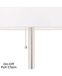 360 Lighting Caper Modern Floor Lamps with Tray Table 60 1/2" Tall Set of 2 Usb and Outlet Fabric Drum Shade for Living Room