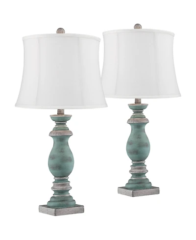 Regency Hill Patsy Rustic Farmhouse Table Lamps 26 1/2 High Set of 2 Washed Softback Drum Shade for Bedroom Living Room House Home