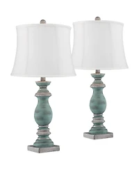 Regency Hill Patsy Rustic Farmhouse Table Lamps 26 1/2 High Set of 2 Washed Softback Drum Shade for Bedroom Living Room House Home