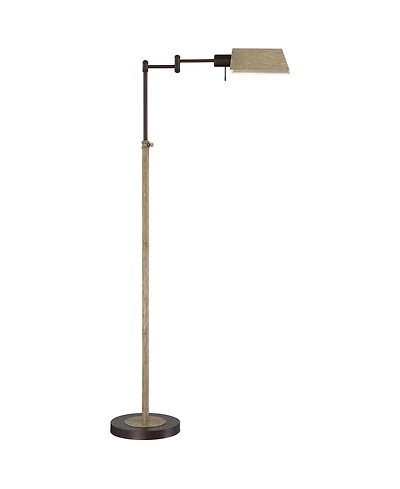 Regency Hill Rustic Farmhouse Pharmacy Floor Lamp with Usb Charging Port 54 Tall Bronze Faux Wood Adjustable Swing Arm for Living Room Reading Office