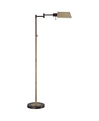 Regency Hill Rustic Farmhouse Pharmacy Floor Lamp with Usb Charging Port 54 Tall Bronze Faux Wood Adjustable Swing Arm for Living Room Reading Office