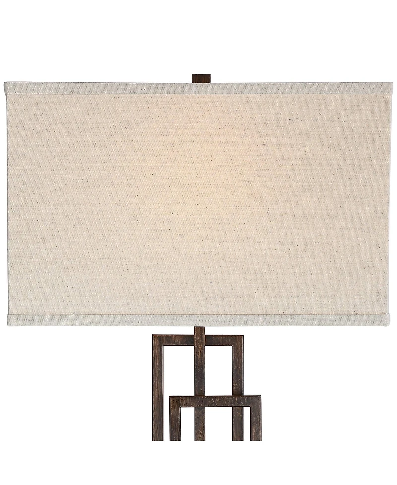 360 Lighting Kory Industrial Table Lamp 29" Tall Bronze Metal with Usb Charging Port Rectangular Shade for Bedroom Living Room Bedside Nightstand Kids