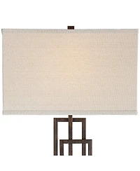 360 Lighting Kory Industrial Table Lamp 29" Tall Bronze Metal with Usb Charging Port Rectangular Shade for Bedroom Living Room Bedside Nightstand Kids