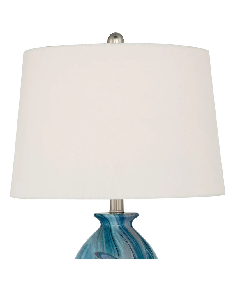 360 Lighting Carlton " Tall Modern Table Lamps Set of 2 WiFi Smart Socket Marble Finish Living Room Bedroom Shade
