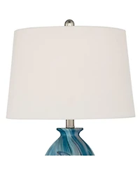 360 Lighting Carlton " Tall Modern Table Lamps Set of 2 WiFi Smart Socket Marble Finish Living Room Bedroom Shade