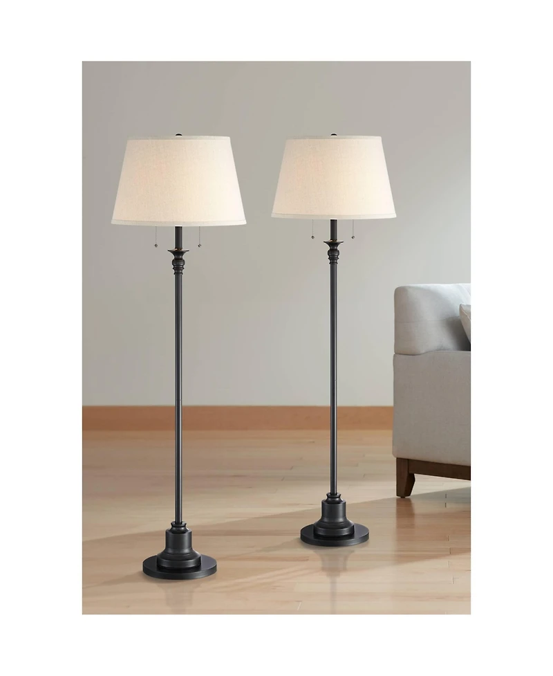 360 Lighting Spenser Traditional 58" Tall Standing Floor Lamps Set of 2 Lights Pull Chain Oiled Bronze Finish Bedroom
