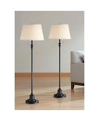 360 Lighting Spenser Traditional 58" Tall Standing Floor Lamps Set of 2 Lights Pull Chain Oiled Bronze Finish Bedroom